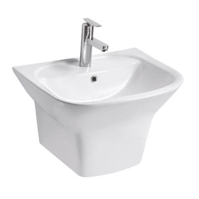 China Modern one piece wall hung bathroom sinks ceramic basin for sale