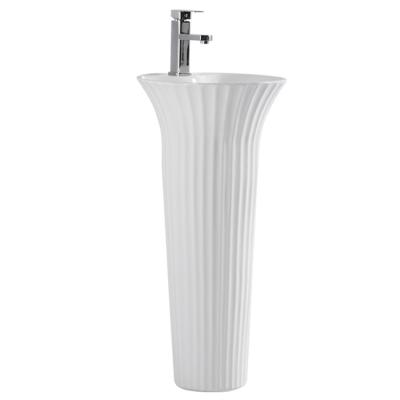 China Modern Roman Style Floor Standing Small Ceramic Wash Basin Pedestal for sale