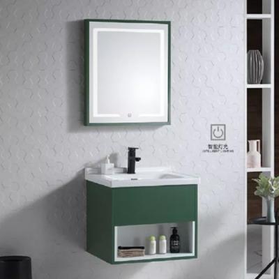 China Guangdong Green Color PVC Modern Bathroom Cabinet for sale