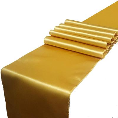 China Fancy Waterproof Champagne Satin Table Runners For Cheap Square Tables 12*105 Inch Rustic Runners For Table Wedding Dinners for sale