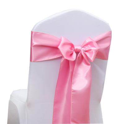 China Solid Polyester Bow Bandage Spandex Banquet Wedding Party Chair Cover Sashes for sale