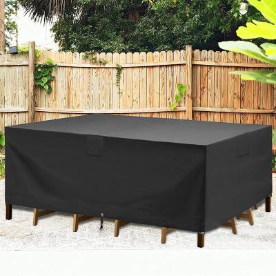 China Anti-uv/Rainproof/Dustproof custom logo 420D black waterproof Outdoor Patio Table Furniture Cover Waterproof Garden Furniture Covers for sale