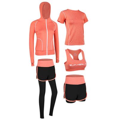 China New Original Breathable 5 Piece Sets Sportswear Women Fitness Sports Wear Yoga Set Suit With Factory Price for sale