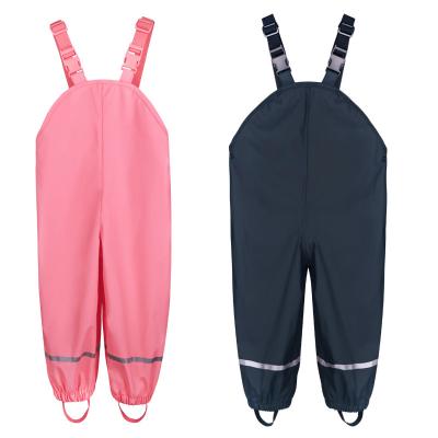 China Custom Waterproof Bachelorette Rainwear Good Quality Baby Pu Knitted Mud Rain Pants For Kids Shear Striped for sale