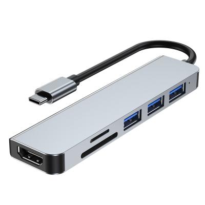 China Computer Mobile Devices .desk New 6 Drive Usb 3.0 Multi Function HD-MI Type In 1 Usb C Hub SD And TF Cards C Hub Line Adapter 4k video output CY069 for sale