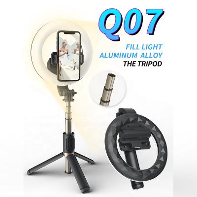 China 6 Inch Ring Light Q07 Selfie Stand With 6 Inch Ring Light With Battery Selfie Stick Tripod Phone Stick Vlog Selfie Video Stand for sale