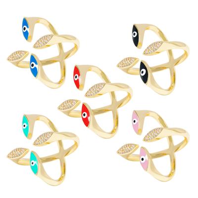 China FASHIONABLE Style Trendy Eyes Shaped Rings 18k Gold Plated Zirconia To Pave Rings Woman Men Gifts Jewelry CZ Eye Rings for sale