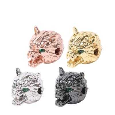 China DIY Jewelry Accessory Beads Charm Spacer Bracelet Metal Jewelri For Necklace Wolf Head Green Eyes Absesorios Para Bisutera Charm For Jewelry Making for sale