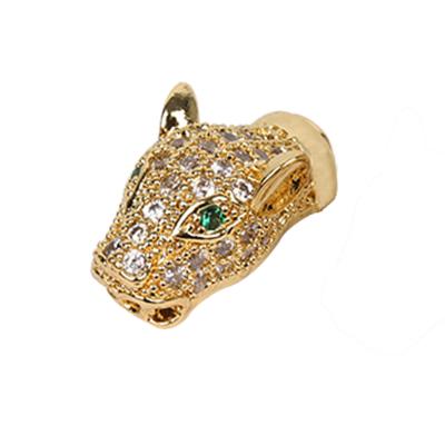 China DIY Jewelry Making Brass Micro Pave Spacers Leopard Head Green Eyes Beads Microset Spacer DIY Jewelry Making Supplies Jewelry Making Materials for sale