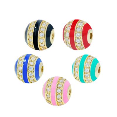 China DIY Jewelry Factory Accessories Jewelry Making Round Shape Bracelet Necklace Beads DIY Jewelry Wholesale CZ Spacer Charm Round Beads for sale