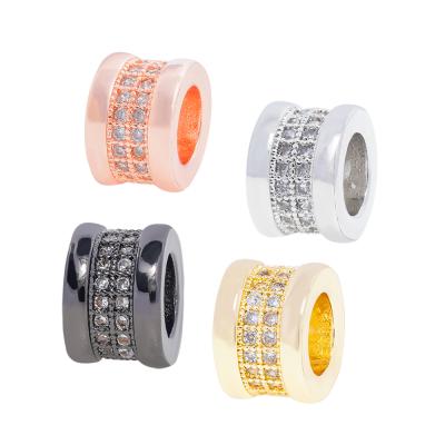 China DIY Jewelry Accessory Beautiful Bead Style Spacers Jewelry Making Bead Bracelet Necklace DIY Cylindrical Spacer Wholesale CZ Charm Beads for sale