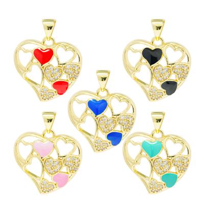 China DIY Jewelry Fashion Accessory Design Pendants Bracelet Necklace Pendant DIY Heart Shaped Bracelet Making Jewelry CZ Heart Shape Pendant Charms for sale