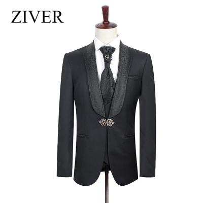 China Unique Luxury Male Anti-Shrink Fitted Suit Tuxedo Fitted Dress Party Wedding Shows Suit Slim Men Dress Suit for sale