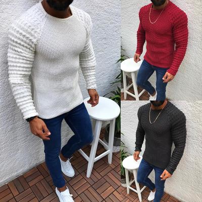 China 2021 New Men's Sweater Pullovers Slim Fit Pleated O-neck Male Sweater Knitted Pullover Tops M-2XL for sale