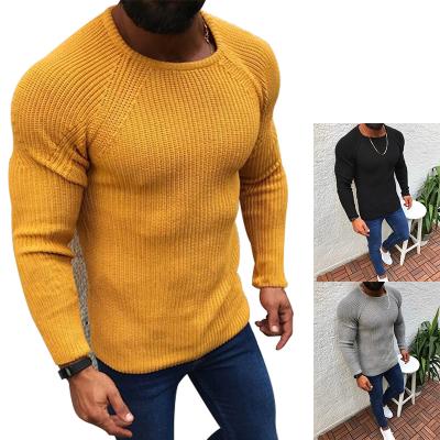 China 2021 New Men's Anti-pilling Sexy Slim Fit O-neck Sweater Male High Street Pleated Sweaters Pullover Solid Color Long Sleeve Knitted Sweaters for sale