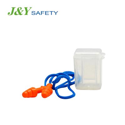 China Loud Working Soft Silicon Tethered Reusable Wired Ear Plugs Sound Silicone Ear Plug for sale