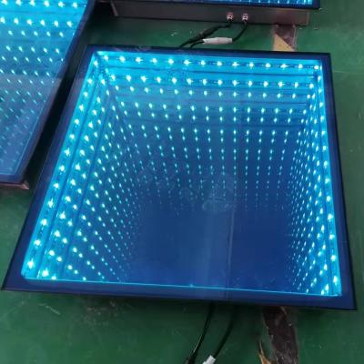 China Theme Park Disco Infinity 50*50cm Light 3D Mirror Led Light Up Dance Floor Panels for sale