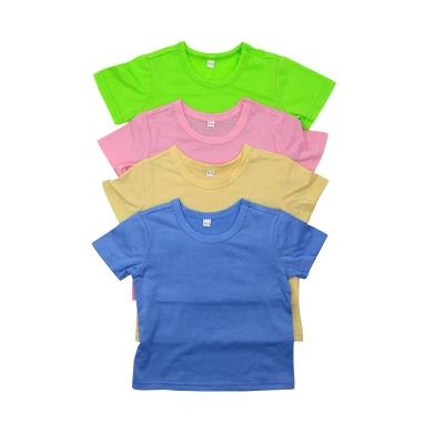 China New Cotton+polyester coming! Multi Colors Round Neck Shirt For Kids Sublimation Short Sleeve T-Shirts For Baby Boy And Girls for sale