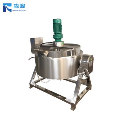 China Electric Industrial Vegetable Processing Plant Steam Automatic Gas Pot Commercial Coated Soup Kettle With Blender for sale