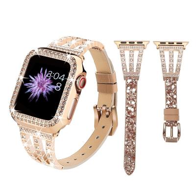 China Diamond Band Apple Watch Low MOQ Leather Band Apple Watch Series 7 Clone for sale