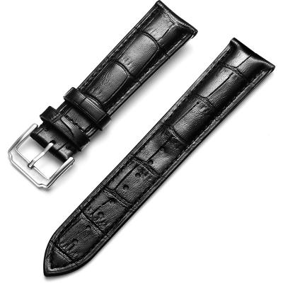 China Low MOQ Hot Sell Genuine Leather Pointed Watch Band 10mm 12mm 14mm 16mm 18mm 20mm 22mm 24mm 26mm Amazon Pin Buckle Leather Watch Strap for sale