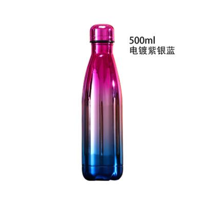 China WITH LID Men 500ml Stainless Steel Electroplating Cola Vacuum Bottle Sports Shaped Thermos Coloful Water Rolling Cup for sale