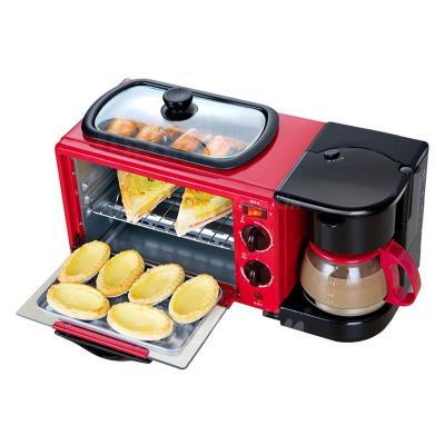 China Hotel New Design Portable Household 3 in 1 Breakfast Maker with Pot Frying Pan Toaster Oven for sale