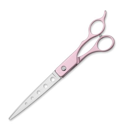 China Dogs Manufacture Supply Aluminum Alloy Handle Straight Pet Scissors Stainless Steel Blade Dog Grooming Hair Cleaning for sale