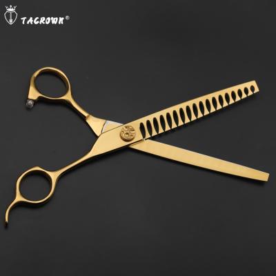 China Professional wholesale pet stocked 7 inch gold beauty chunker scissors for sale