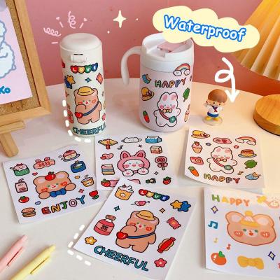 China 2022 Popular Custom Decorative Sticker Bottle Cup DIY Shapes Kiss Cut Decorative Adhesive Colorful Cartoon Cute Stickers for sale