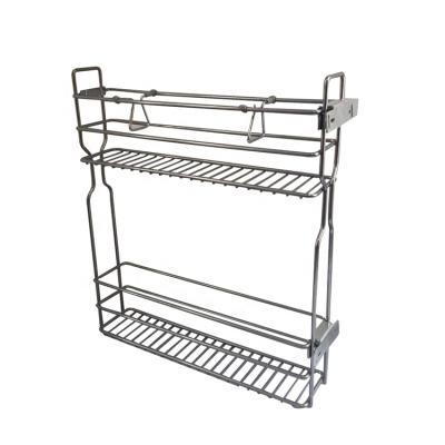 China Multifunctional 2 Tier Pull Out Kitchen Drawer Side Spice Cabinet Basket for sale