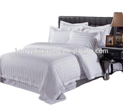 China 50% Cotton 50% Polyester 1cm Stripe Disposable Hotel Bedding Set for sale