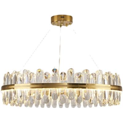 China Modern American Style Round Gold Plating Chandelier K9 Crystals LED Pendant Light for Holiday Villages Deco for sale