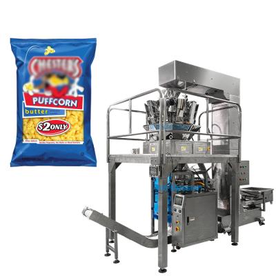 China Full automatic food multihead weigher filler vertical weighing packing machine for food corn puff weighing and packing machine for sale