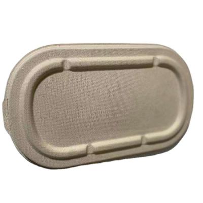 China Disposable Food Straw Pulp Oval Packing Box Lid Eco Packing Box With Lid Restaurants Take Out Lunch Box With Lid for sale