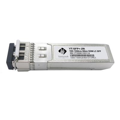 China Yeson-Fttx 10g-zr Technology SFP Module 10g SFP-10G-ZR 80km 1550nm SFP Optical Transceiver for sale