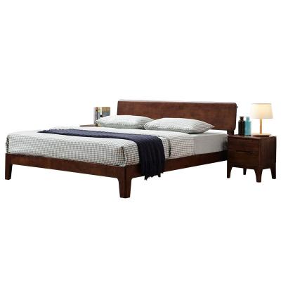 China Modern European Nordic Bedroom Furniture Oak Solid Wood Double King Size Bed Frame Queen Bed for sale