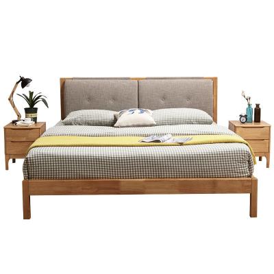 China Modern European Nordic Bedroom Furniture Oak Solid Wood King Size Bed Frame Queen Bed for sale