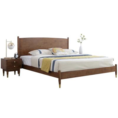 China Modern European Nordic Bedroom Furniture Oak Solid Wood King Size Bed Frame Queen Bed for sale