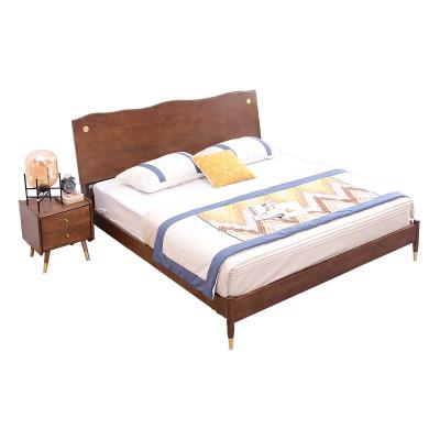 China Modern European Nordic Bedroom Furniture Oak Solid Wood King Size Bed Frame Queen Bed for sale