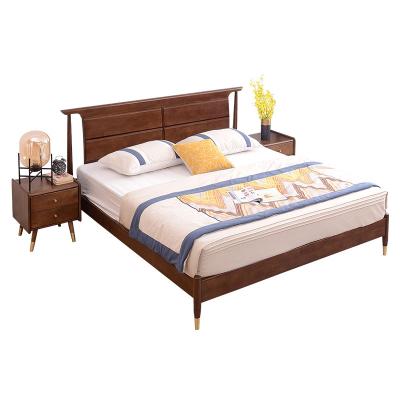 China Modern European Nordic Bedroom Furniture Oak Solid Wood King Size Bed Frame Queen Bed for sale