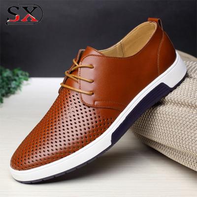 China New 2021 Loafers men casual shoes leather summer breathable holes luxury brand flat shoes for men drop shipping for sale