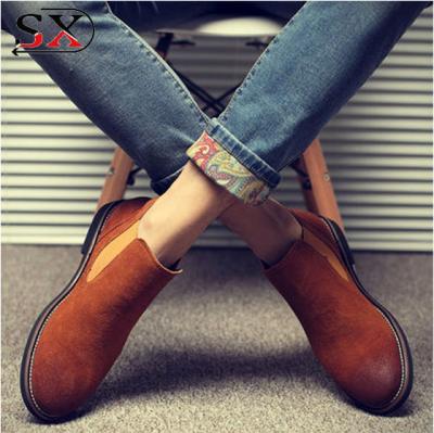 China Anti-odor England Style Men's Genuine Leather Slip-On Ankle Boots Casual for sale