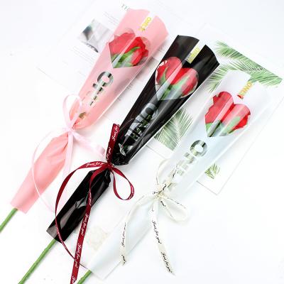 China Safety 50 Pieces Clear Flower Bouquet Flower Sleeve Wrapping Flower Arrangement Plastic Paper Supplies Wrap Bags Rose Packaging Wrap for sale