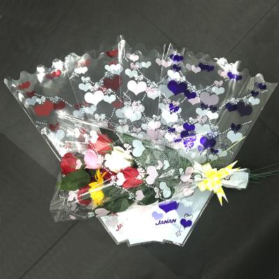 China New 100 Rose Flower Clear Bag Packaging Floral Bouquets Simple Designer Heart Safety Wrapping Florist Cellophane Bag for Feastival for sale