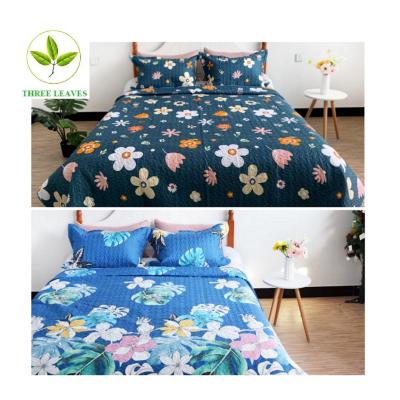 China Drop Shipping Nondisposable Comforters Bed Spread King Bed Sheet Set Patchwork Printed Microfiber Fabric Polyester Quilting Adults for sale