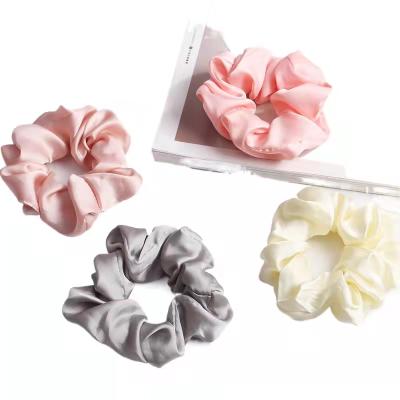 China Tie up custom print eyelash satin scrunchies women hair elastic ponytail bands wholesale elastic scrunchies holders for hair for sale