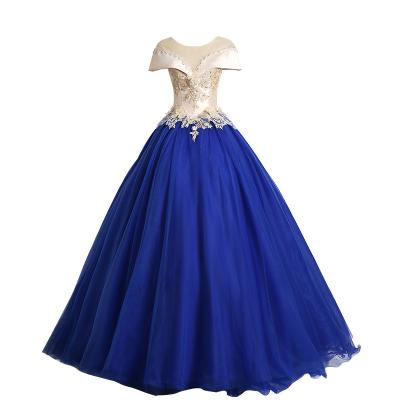 China New Boat Neck Party Ball Gown Vintage Lace Anti-Static Luxury Women Even Prom Dresses for sale