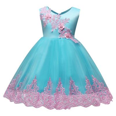 China Anti-static Western Style Children's Clothing Kids Lace Up Butterfly Flower Girls Birthday Princess Dress Dresses for sale