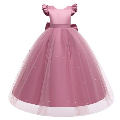 China Anti-Static Children Princess Performance Dress With Elegant Bowknot Kids Long Ball Gown Even Dress Dresses for sale